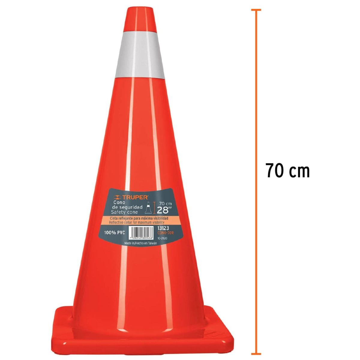 TRUPER - Cono reflectivo de seguridad precaución de 70 cm TRUPER