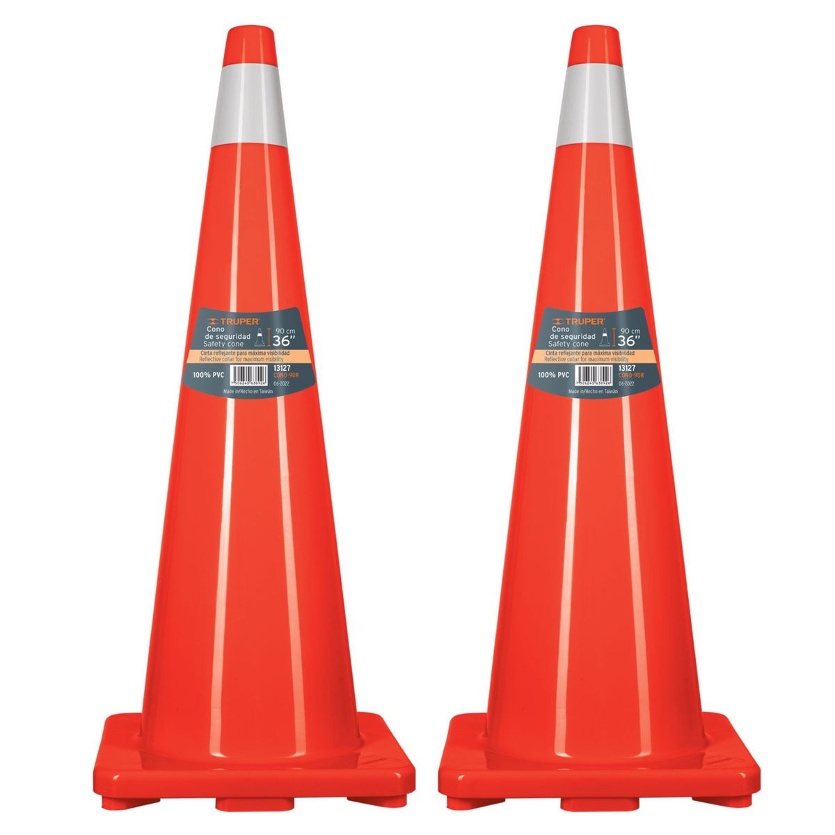 TRUPER - Cono reflectivo de seguridad precaución de 90 cm 2 unidades