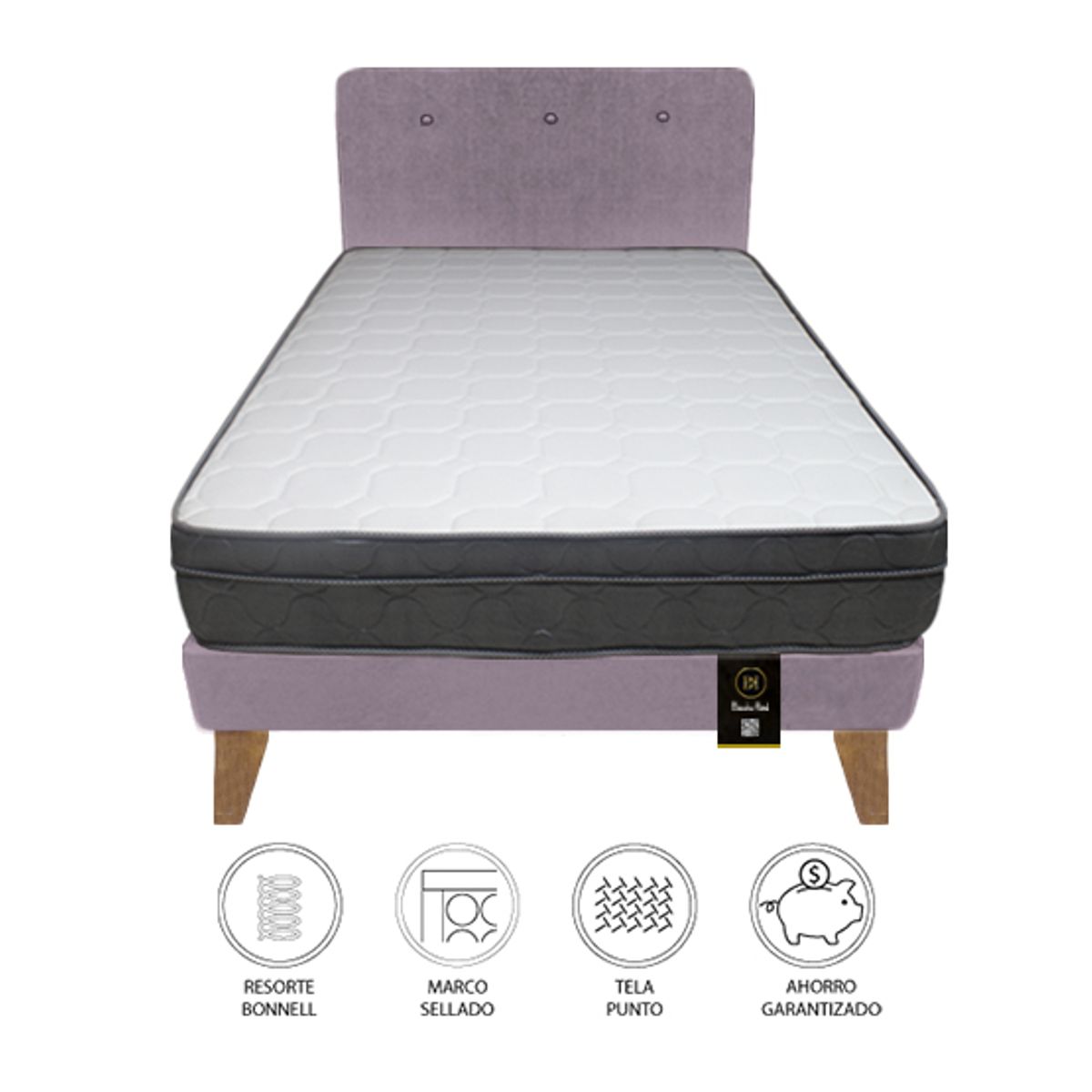 BARAKA HOME - Dormitorio Turin Slim 2 Plz + Cabecera + Almohadas - Lila