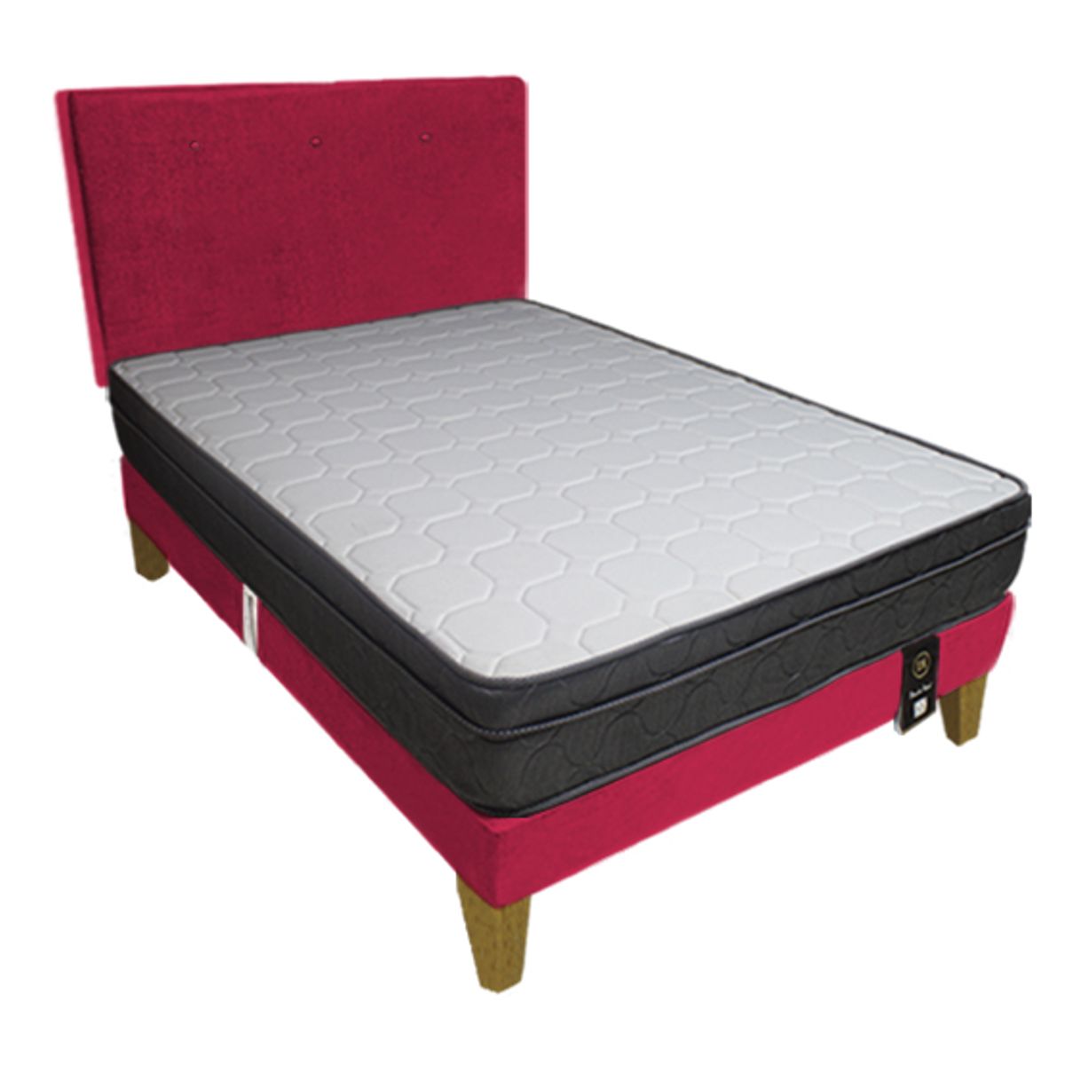 BARAKA HOME - Dormitorio Turin Slim 1.5 Plz + Cabecera + Almohada - Rojo