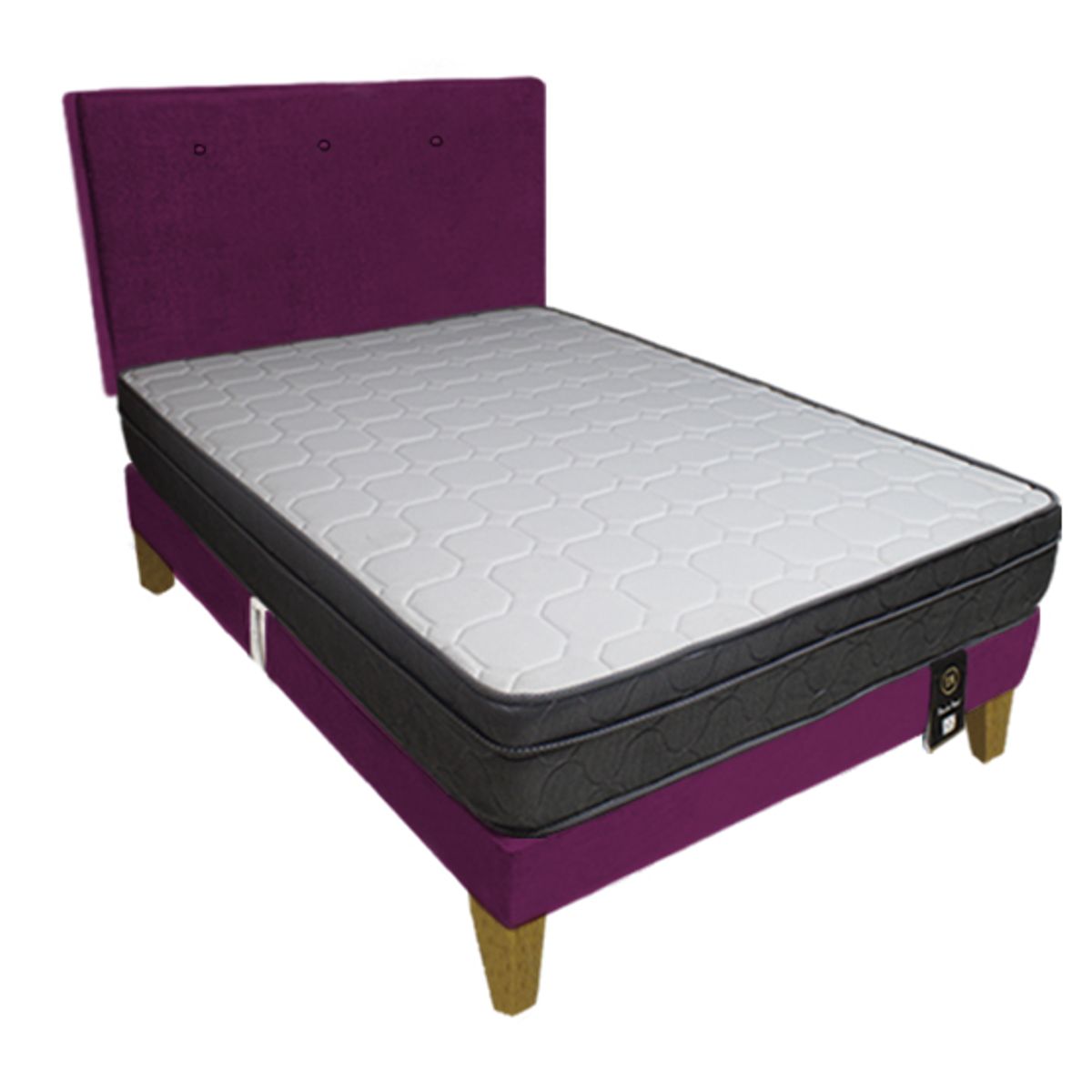 BARAKA HOME - Dormitorio Turin Slim 1.5 Plz + Cabecera + Almohada - Purpura