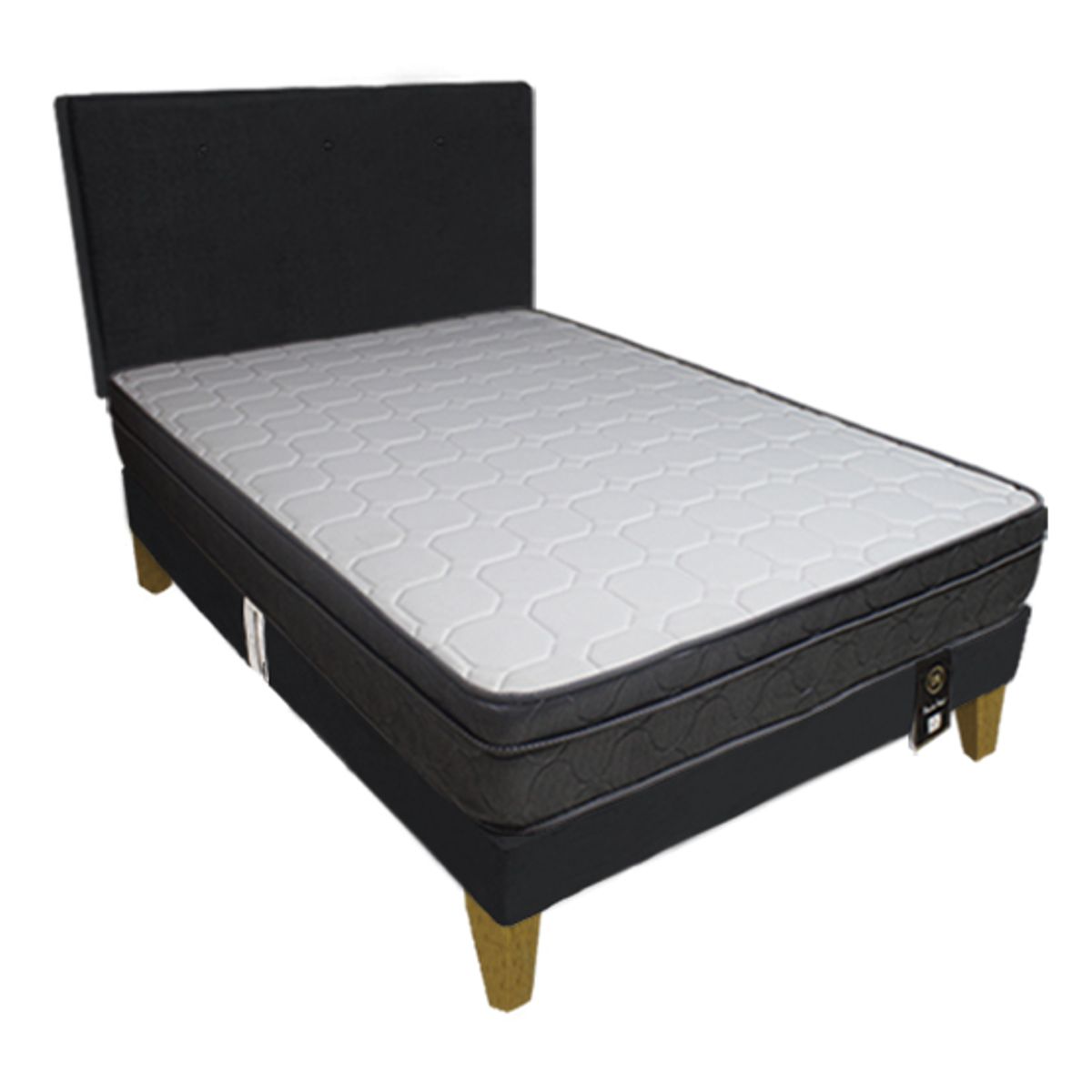 BARAKA HOME - Dormitorio Turin Slim 2 Plz + Cabecera + Almohadas - Negro