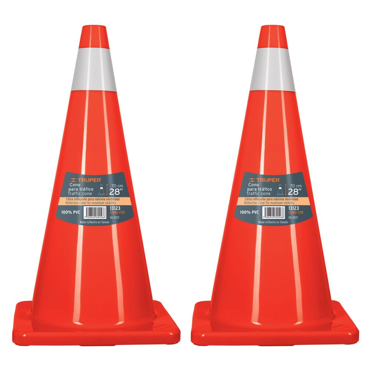 TRUPER - Cono reflectivo de seguridad precaución de 70 cm 2 unidades