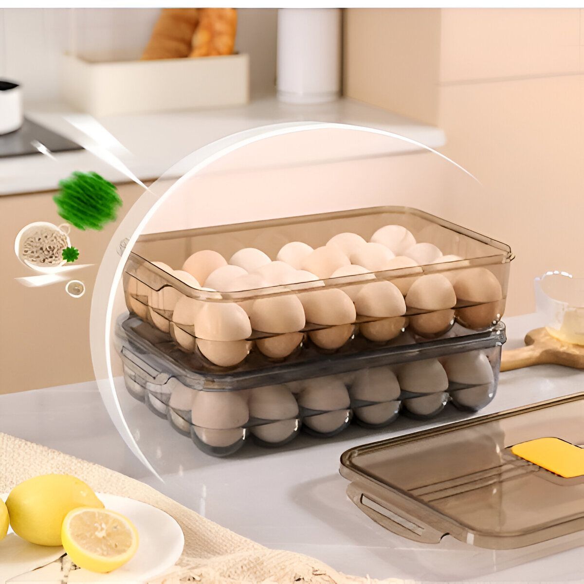 ELMEJORPRECIO - Porta Huevos Premium Con Tapa Gris