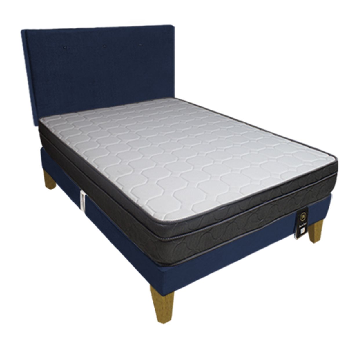 BARAKA HOME - Dormitorio Turin Slim 2 Plz + Cabecera + Almohadas - Azul Marino