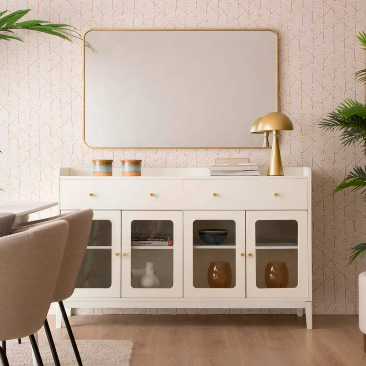 TU MESITA - Aparador Moderno Lake 2 Cajones Blanco TU MESITA