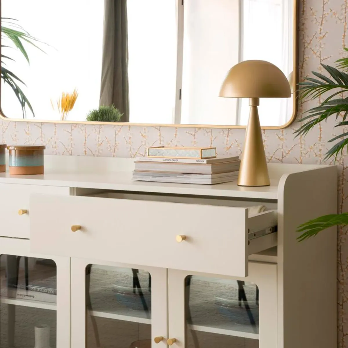 TU MESITA - Aparador Moderno Lake 2 Cajones Blanco TU MESITA