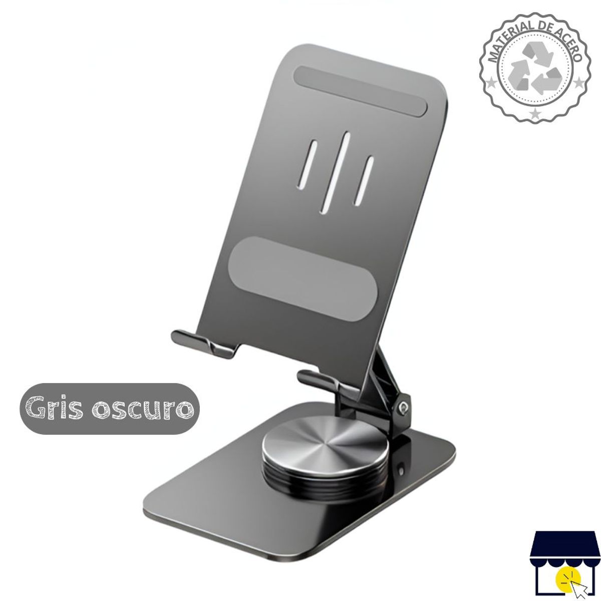 GENERICO - Soporte holder 360° de acero plegable para celular tablet - Gris