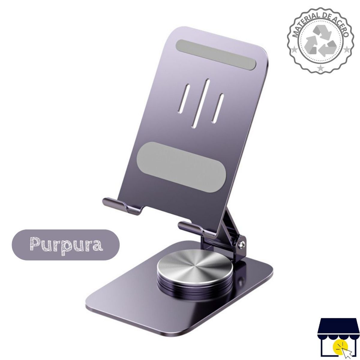 GENERICO - Soporte holder 360° de acero plegable para celular tablet - Purpura
