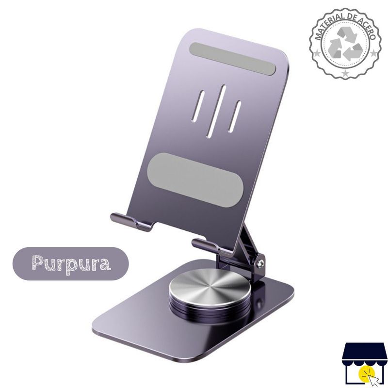 GENERICO - Soporte holder 360° de acero plegable para celular tablet - Purpura