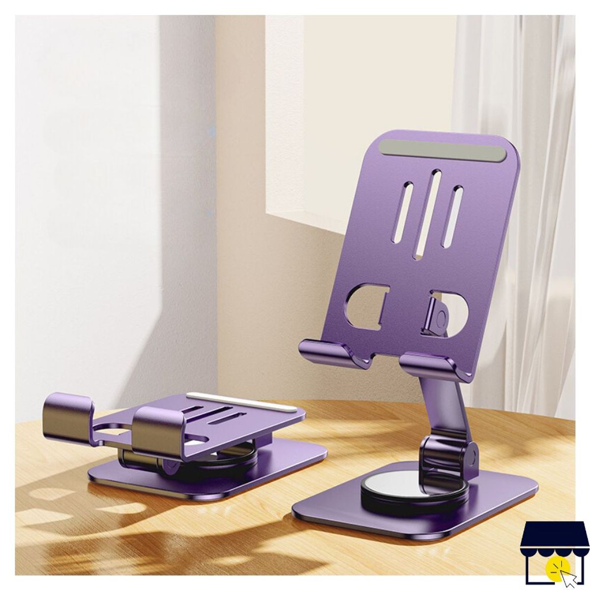 GENERICO - Soporte holder 360° de acero plegable para celular tablet - Purpura