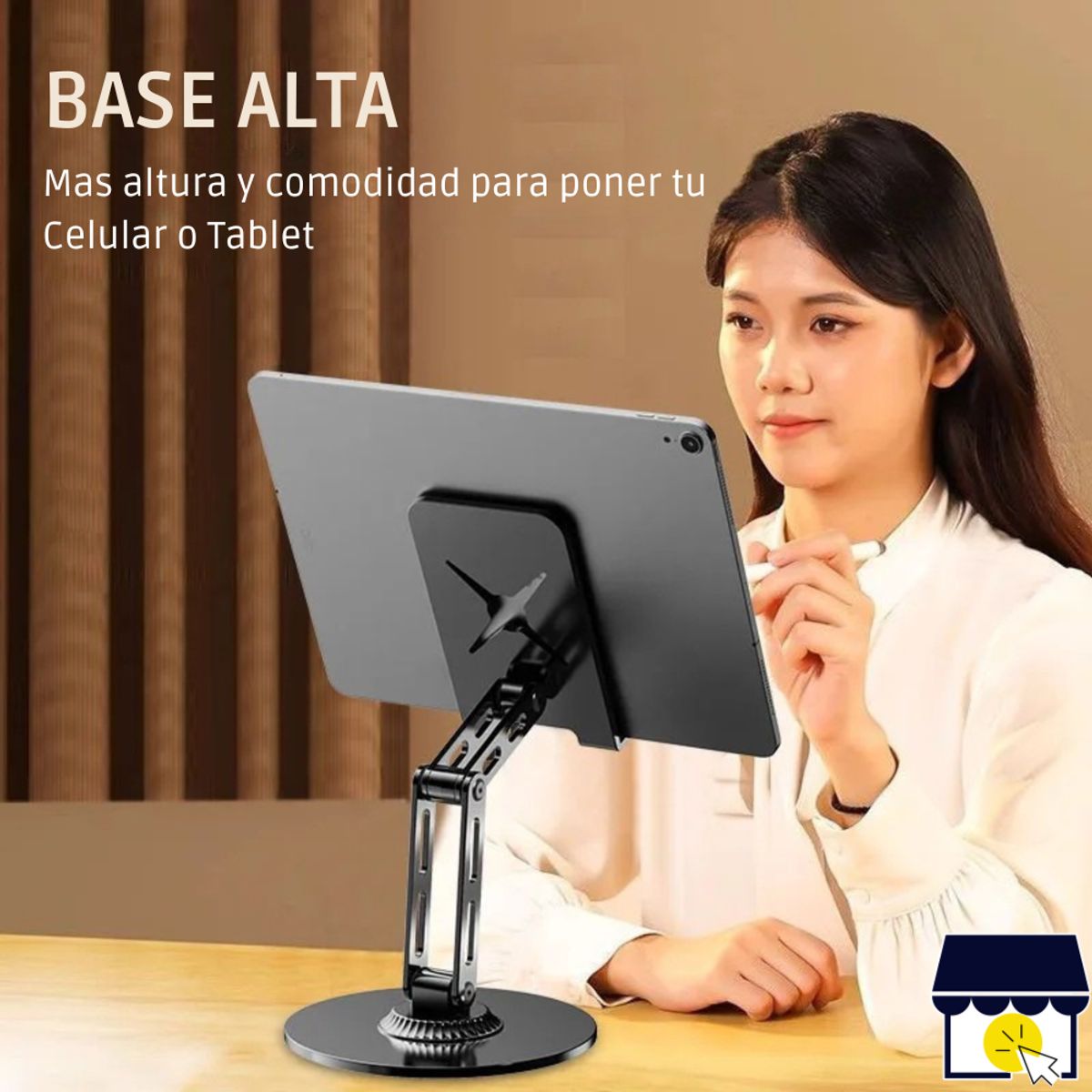 GENERICO - Soporte de acero holder 360° doble articulacion para celular - Gris