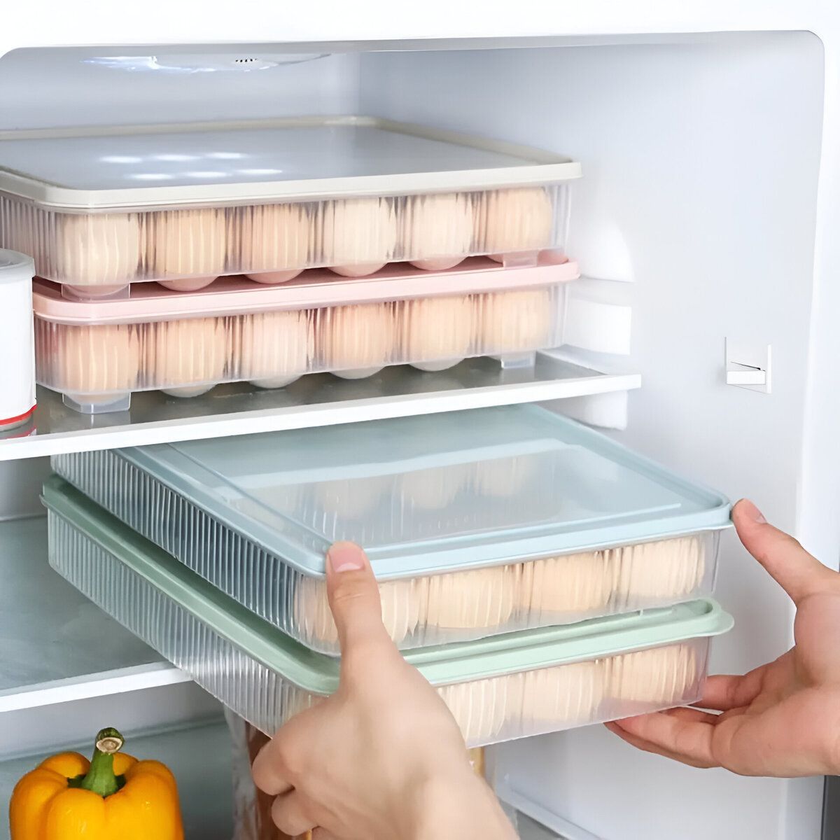 ELMEJORPRECIO - Táper Plano Porta Huevos Organizador para Cocina Verde