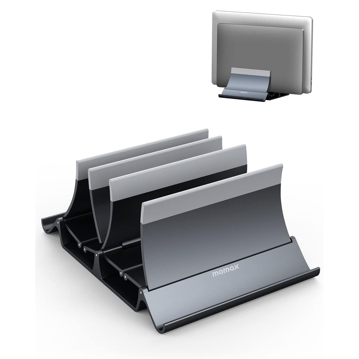 MOMAX - Soporte Vertical Momax para Laptop Macbook Tablets Doble Ranura KH18