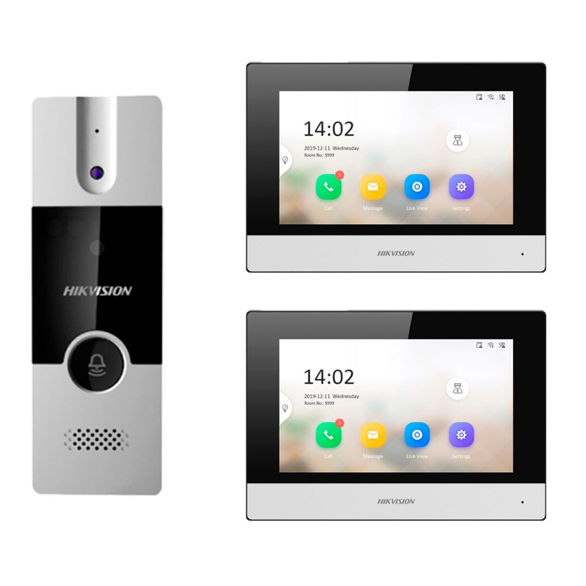 Hikvision - VIDEOPORTERO INTERCOMUNICADOR HIBRIDO LCD 7 DS-KIS302-P 2 MONITOR IP