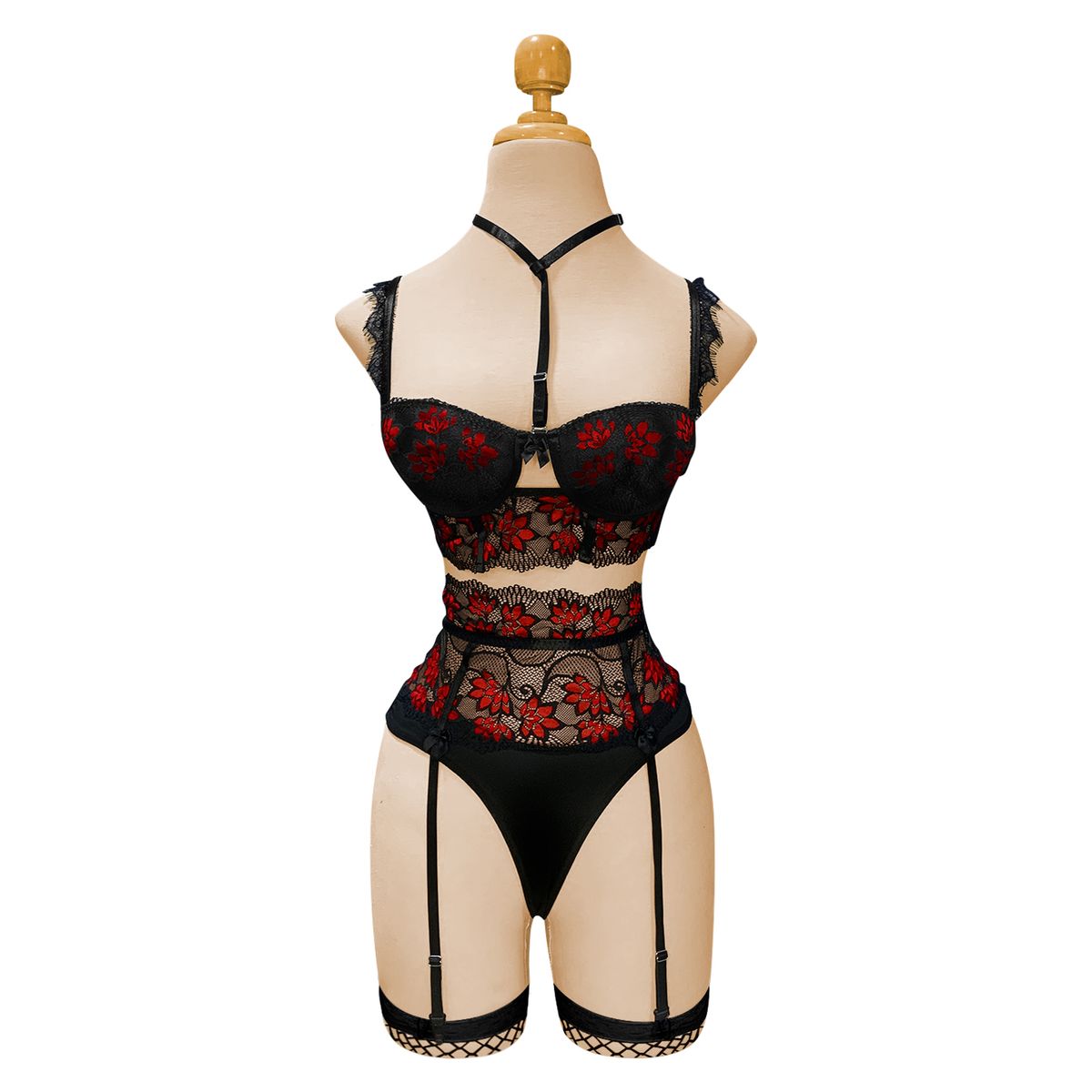 BUYPAL - Lenceria Sexy Mujer Erotica Flores Rojas