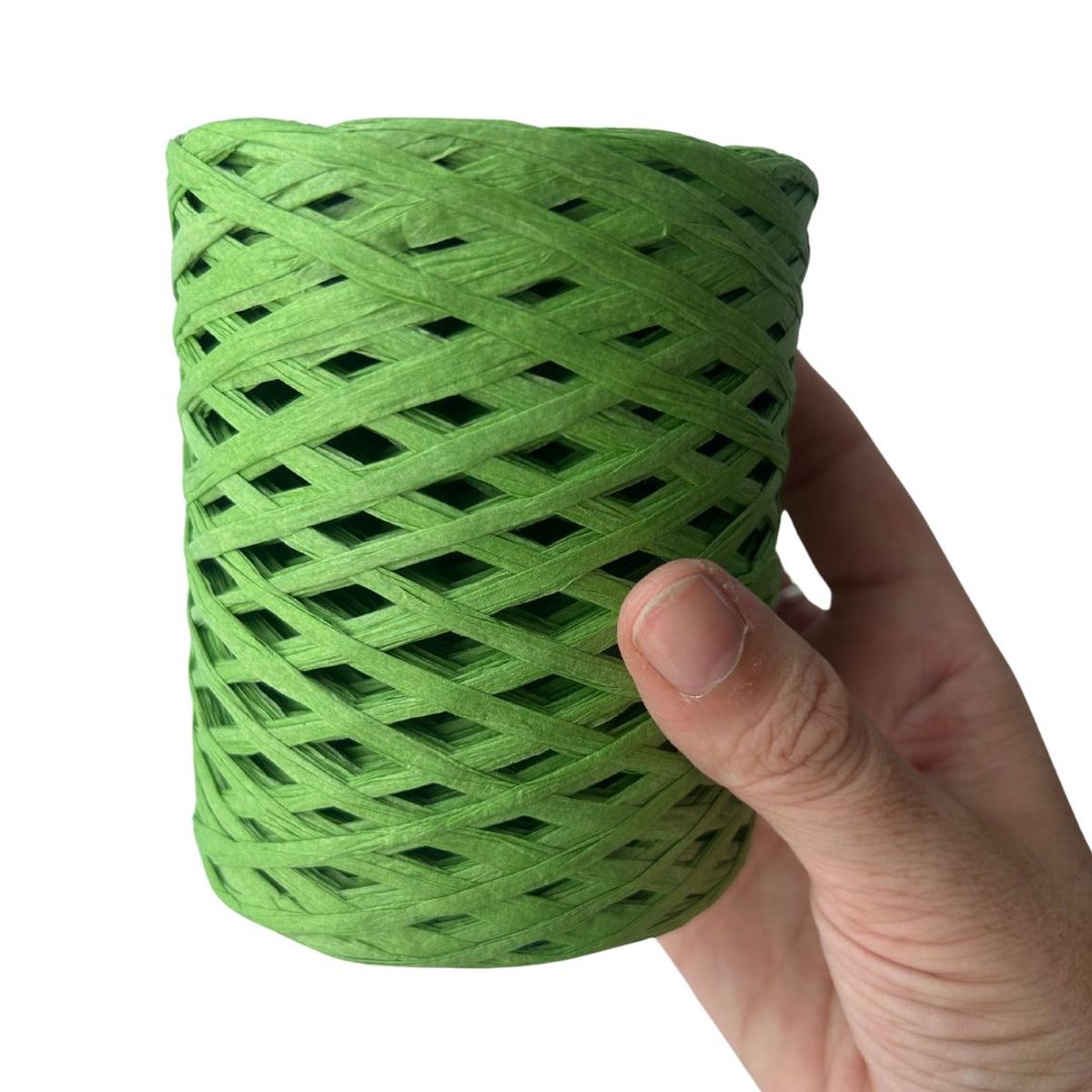 GENERICO - HILO Rafia de papel para tejer a crochet VERDE X 2 OVILLOS