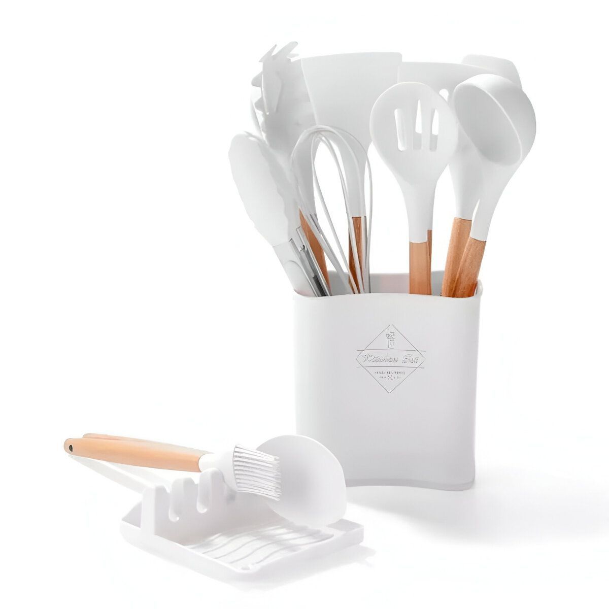 ELMEJORPRECIO - Set De Utensilios De Silicona De 13 Piezas Blanco