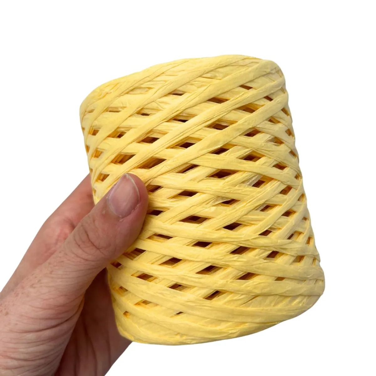 GENERICO - HILO Rafia de papel para tejer a crochet AMARILLO x 2 OVILLOS