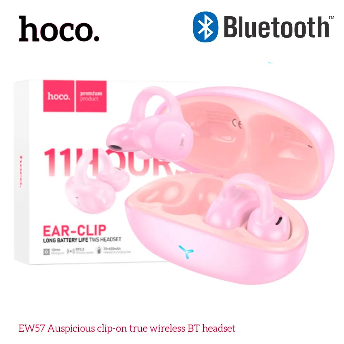 HOCO - Audifonos Bluetooth Inalambrico Hoco EW57 Rosado Auriculares EarClip