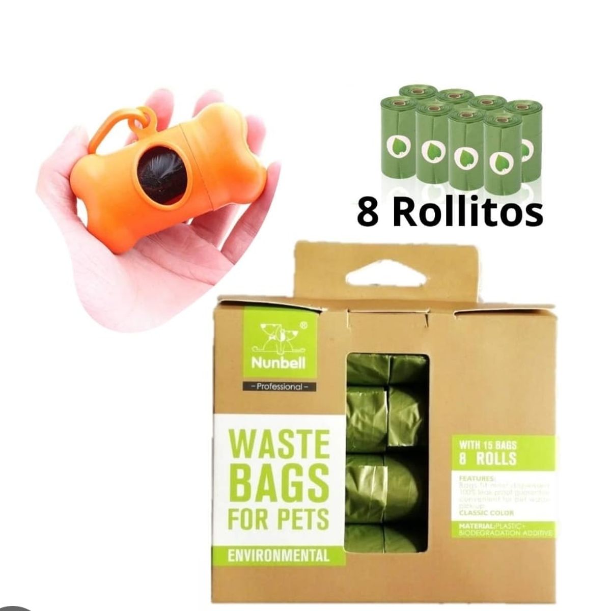 GENERICO - BOLSAS MASCOTA BIODEGRADABLE NUMBELL X8 CAJA ECO