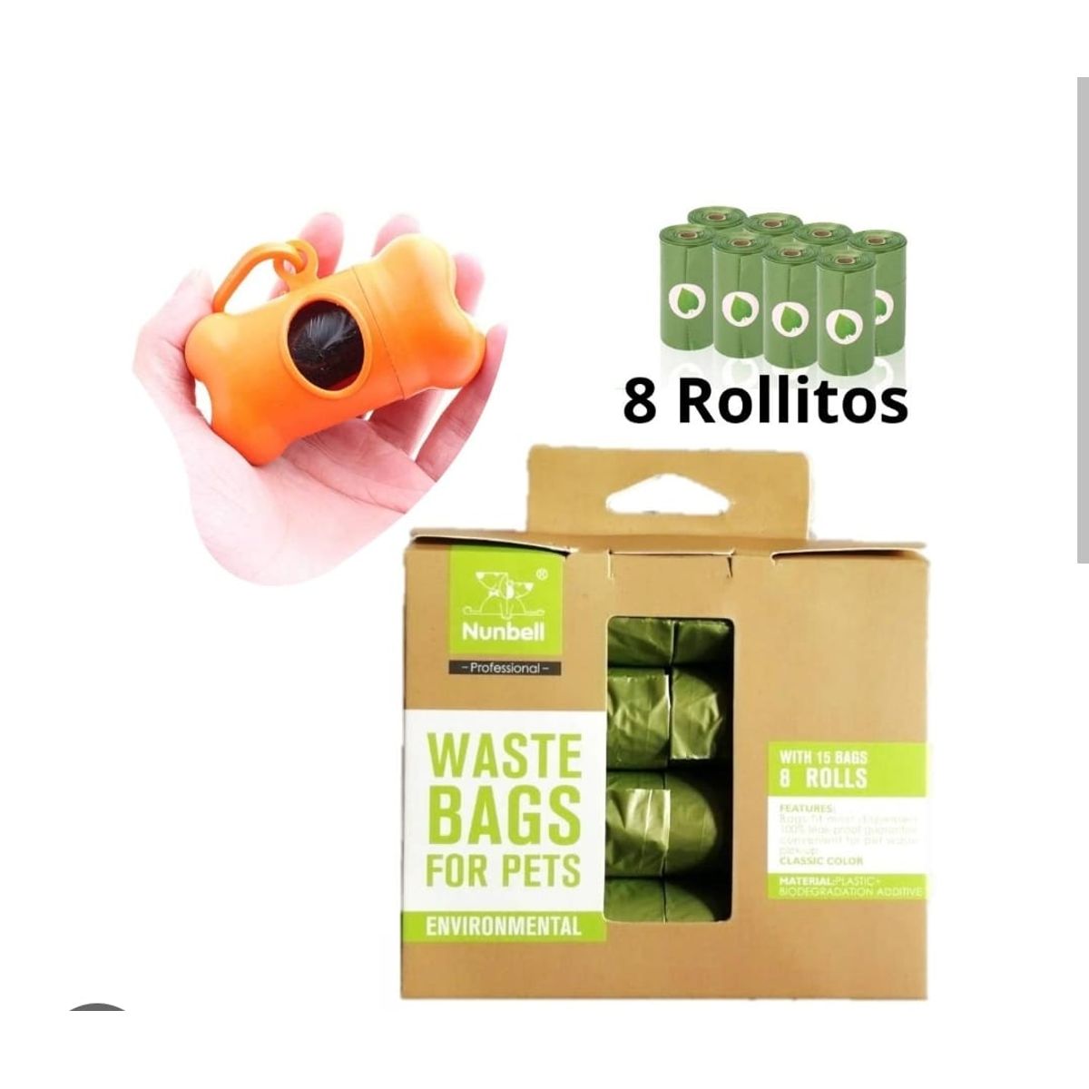 GENERICO - BOLSAS MASCOTA BIODEGRADABLE NUMBELL X8 CAJA ECO