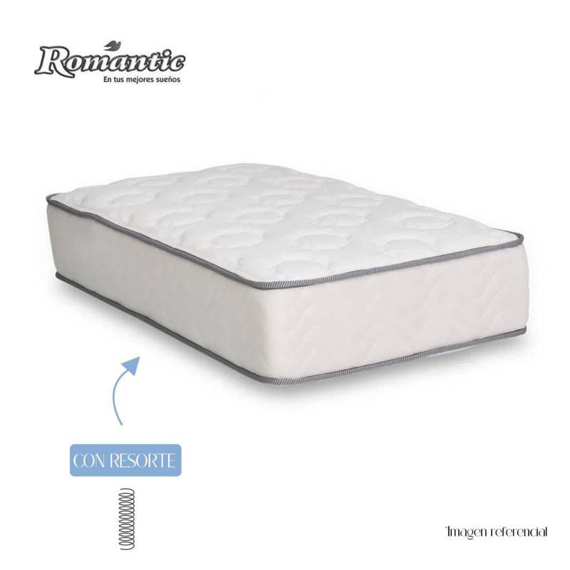 ROMANTIC - Colchón Cuna para Bebes con Resorte Romantic Plomo
