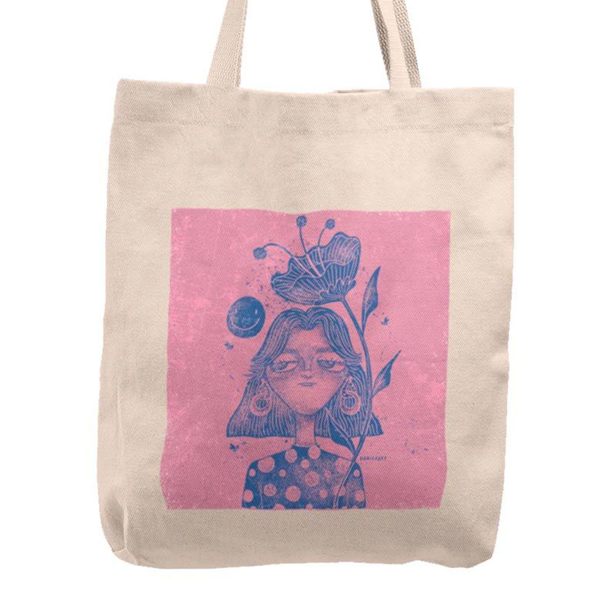 KUSTOMIT - Bolso Tela Tote Bag Cartera Playa - Flor happy