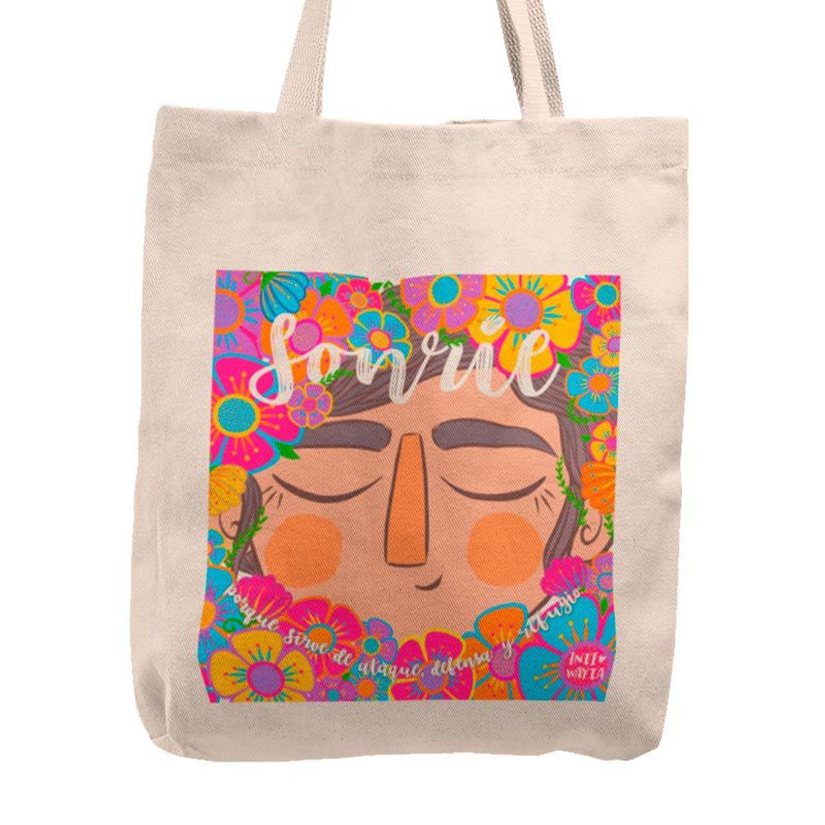 KUSTOMIT - Bolso Tela Tote Bag Cartera Playa - Sonríe