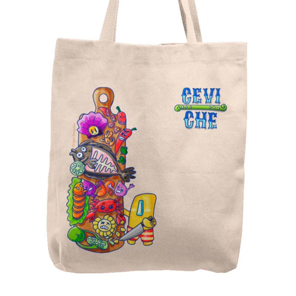 KUSTOMIT - Bolso Tela Tote Bag Cartera Playa - Ceviche con Barrio