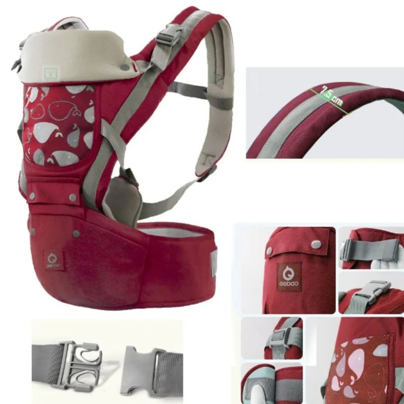 GENERICO - Canguro para Bebé Ergonómico Ballena 3 en 1 Rojo