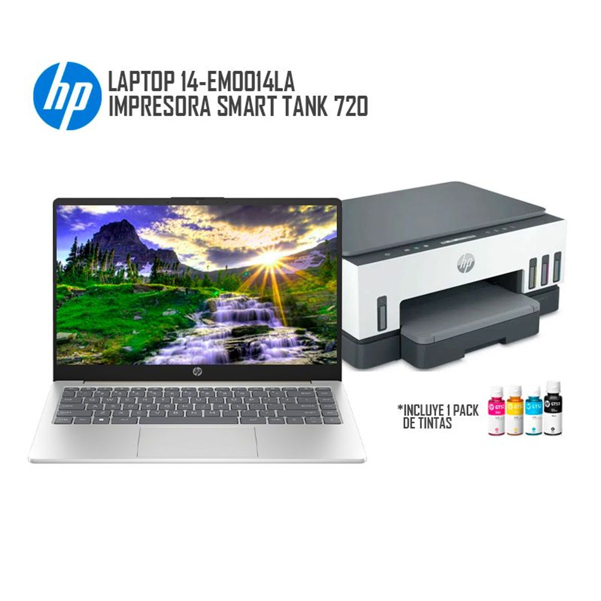 HP - Combo Laptop Hp 14-EM0014LA Ryzen 5 7520U/8Gb Ram/ 512Gb SSD / 14” FHD + Impresora Smart Tank 720
