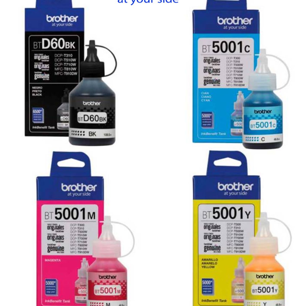 BROTHER INTERNATIONAL - Tinta Brother BT5001 - BTD60 Pack x4 Colores CMYBK