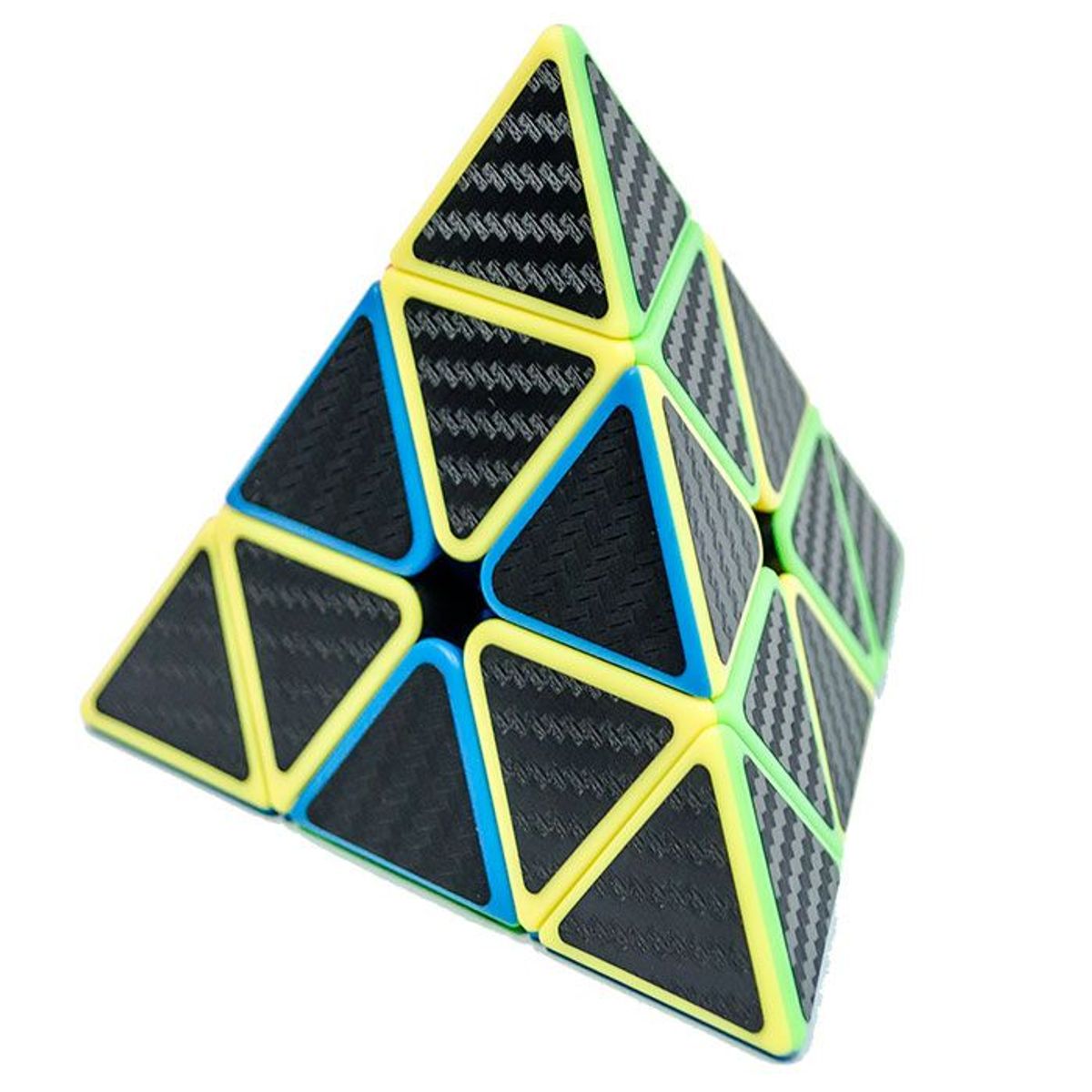 MOFANGJIAOSHI - Pyraminx Meilong Fondo Multicolor Con Stickers Fibra Carbono Negro MOFANGJIAOSHI
