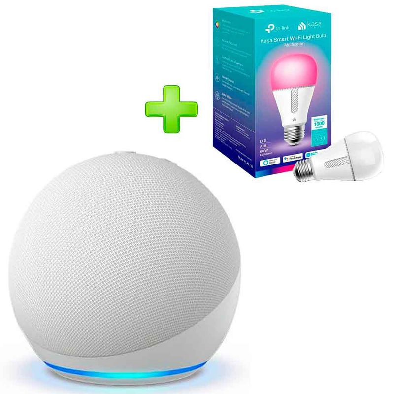 AMAZON - Pack Echo Dot 5ta Gen Parlante Alexa Blanco + Foco TP-Link 60W KL135