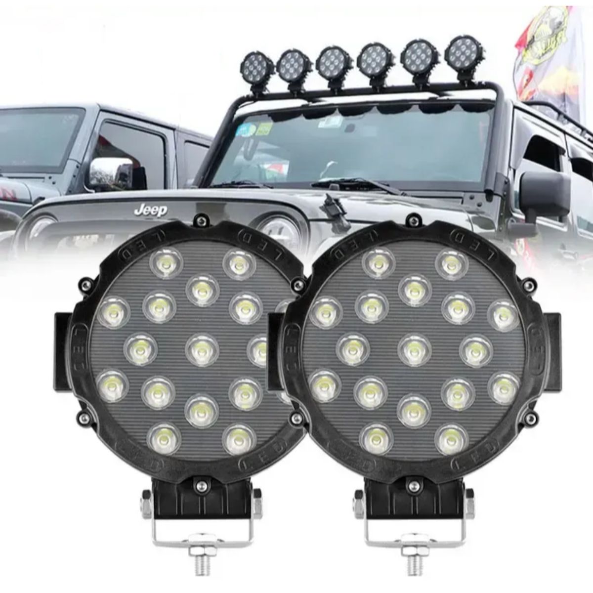 GENERICO - Faro Redondo Luz LED de Trabajo 51W MAXYOKAI Neblinero 1026