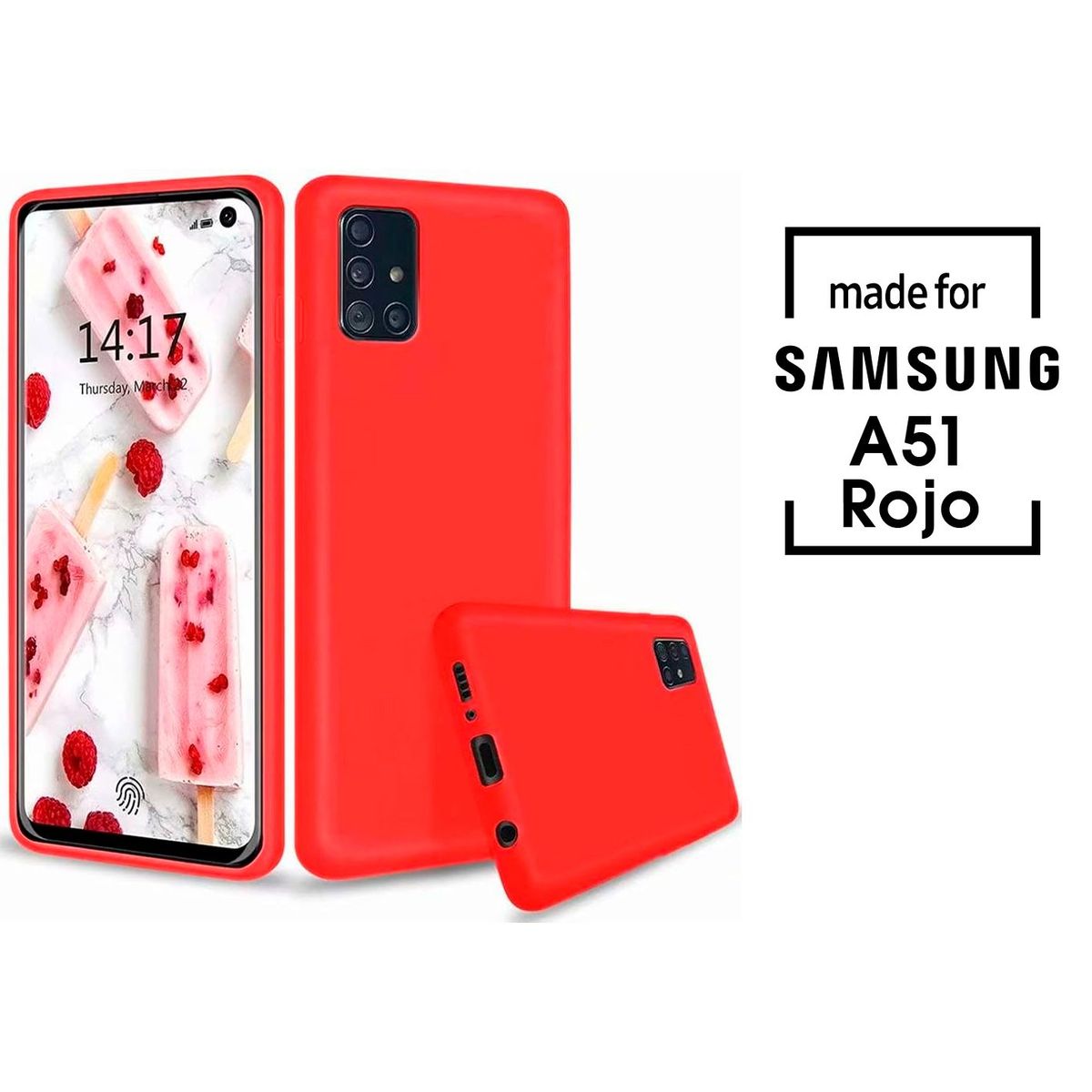 SAMSUNG - Silicone Case Para Samsung A51 Rojo