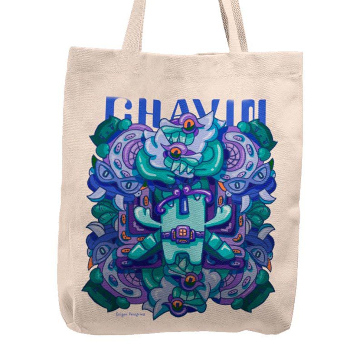 KUSTOMIT - Bolso Tela Tote Bag Cartera Playa - Dragones Chavin