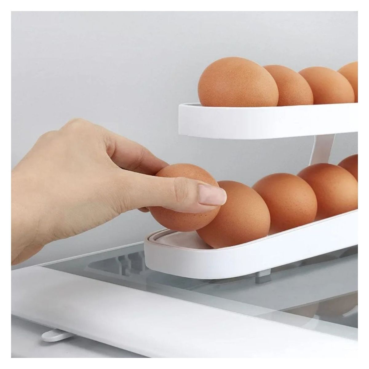 GENERICO - Dispensador de Huevos Lineal Blanco - 2 Niveles