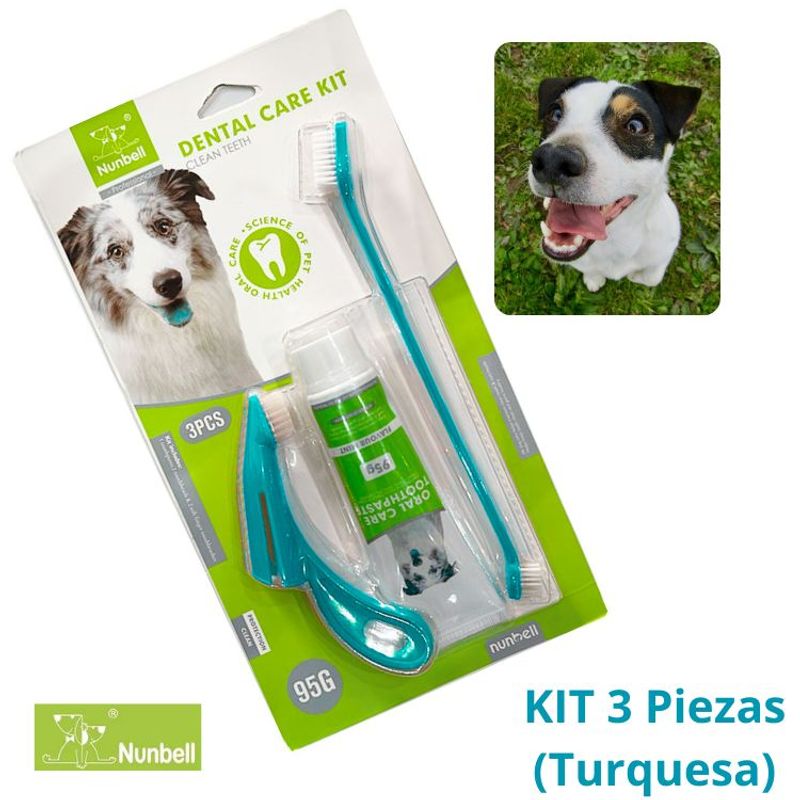 GENERICO - KIT CEPILLO DE DIENTES+PASTA DENTAL PERROS Y MASCOTAS CELEST