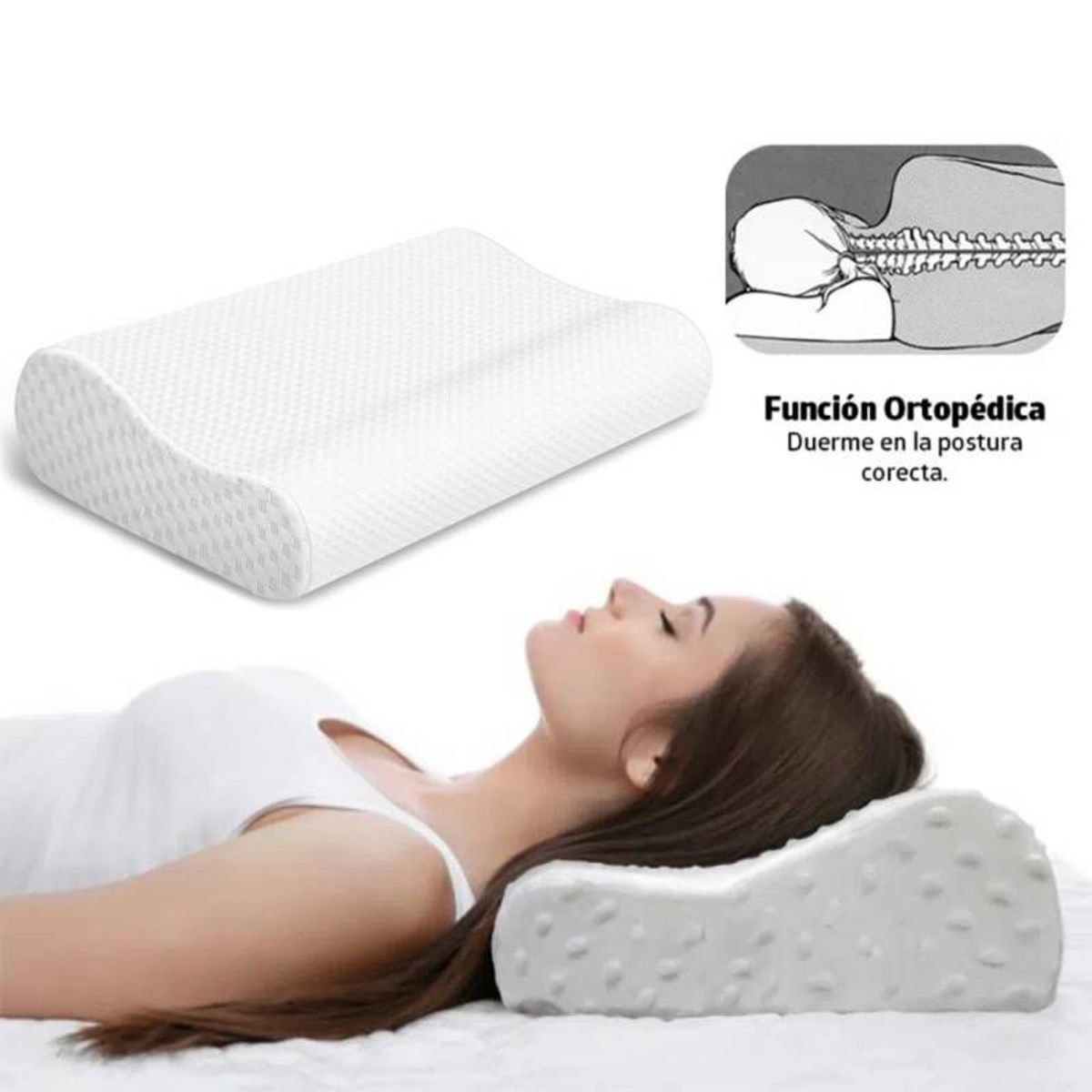 GENERICO - ALMOHADA MEMORY PILLOW DE LATEX NATURAL ERGONOMICAS.