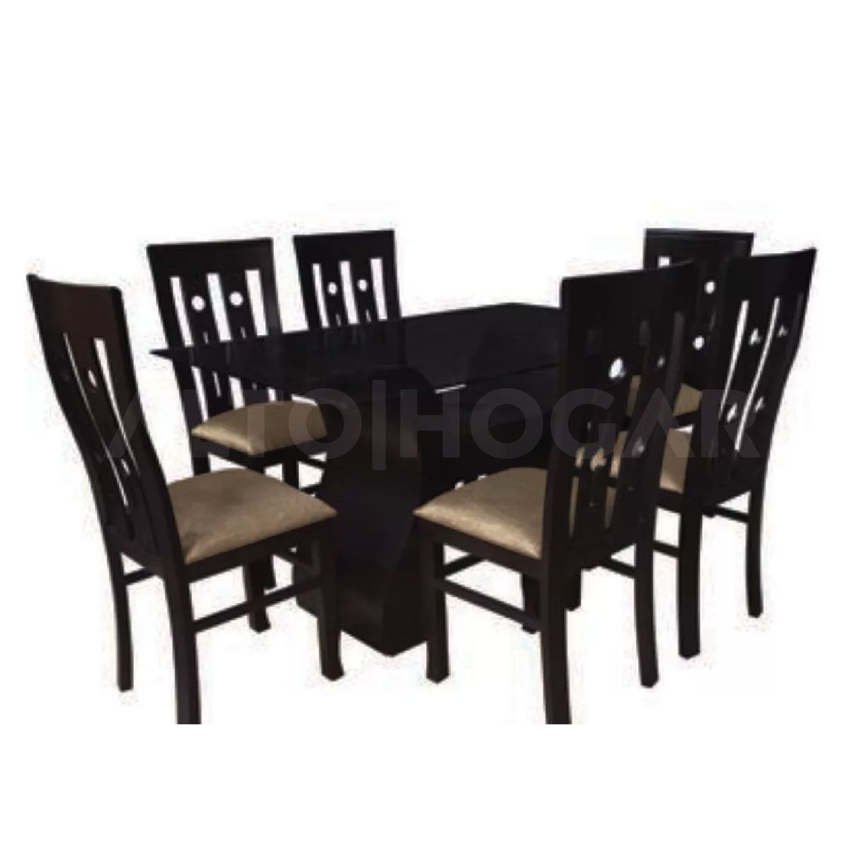 ALTO HOGAR - Juego de Comedor 6 Sillas Lissa Marrón Claro Madera Tornillo