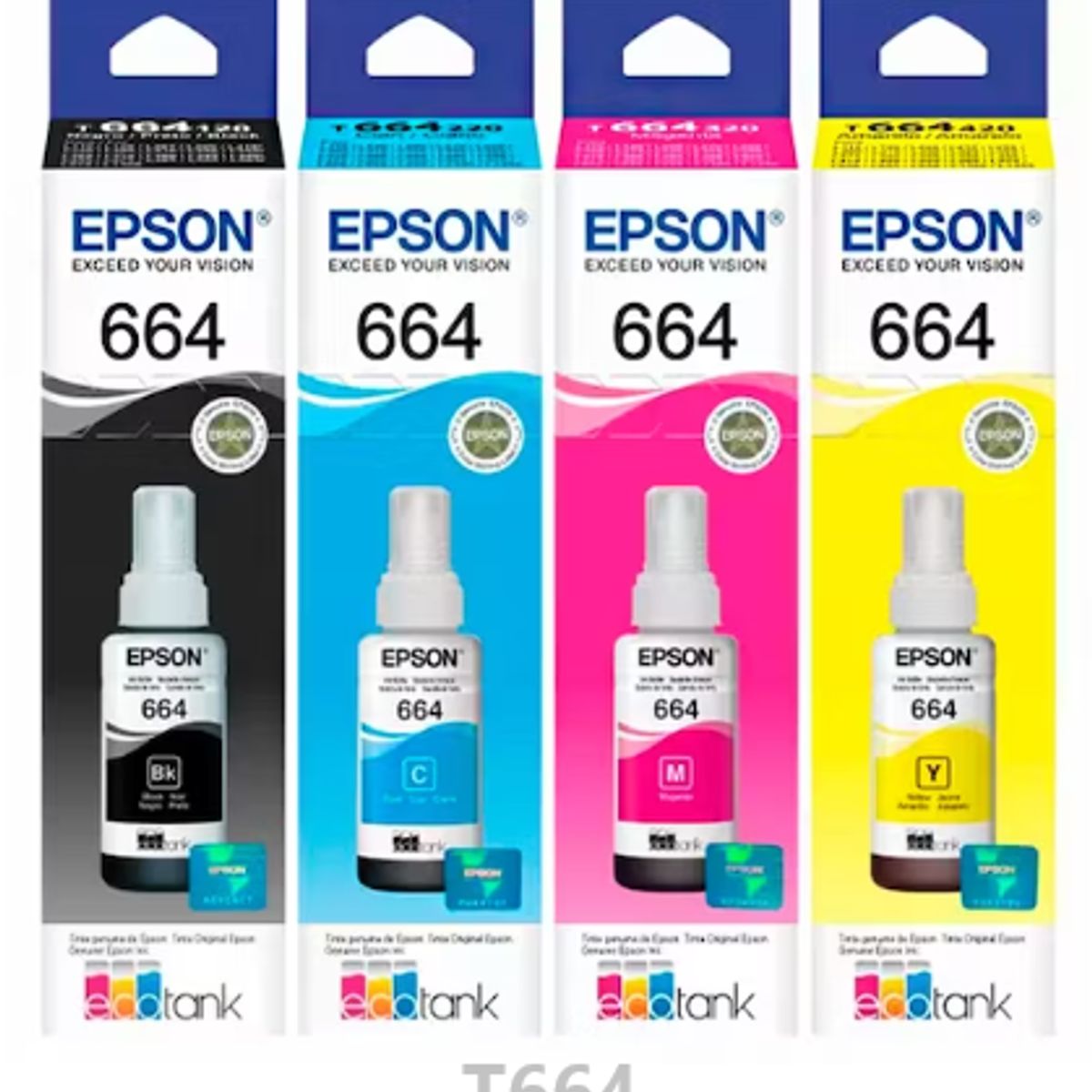 EPSON - Tinta Para Epson T664 Pack x4 Colores CMYBK