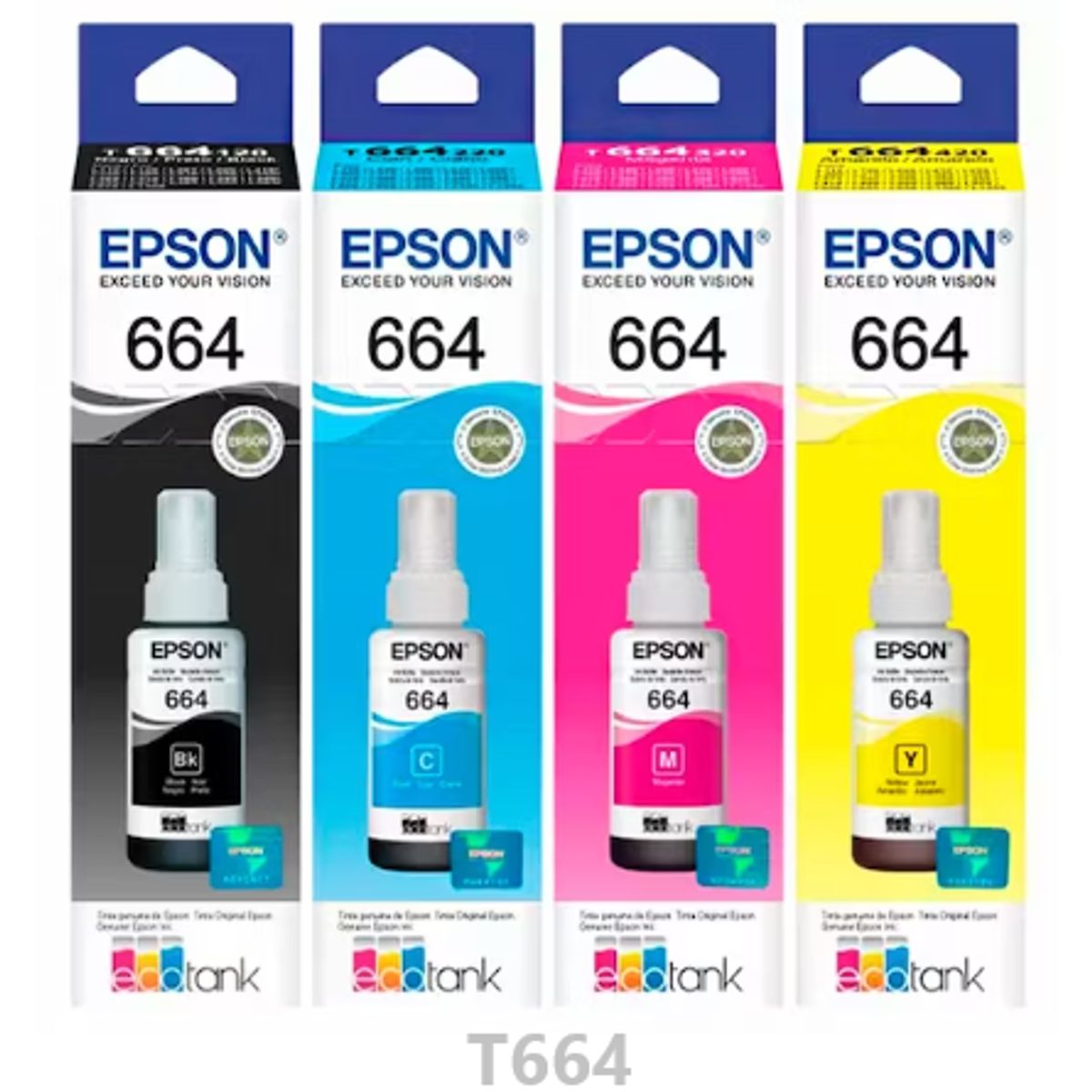 EPSON - Tinta Para Epson T664 Pack x4 Colores CMYBK