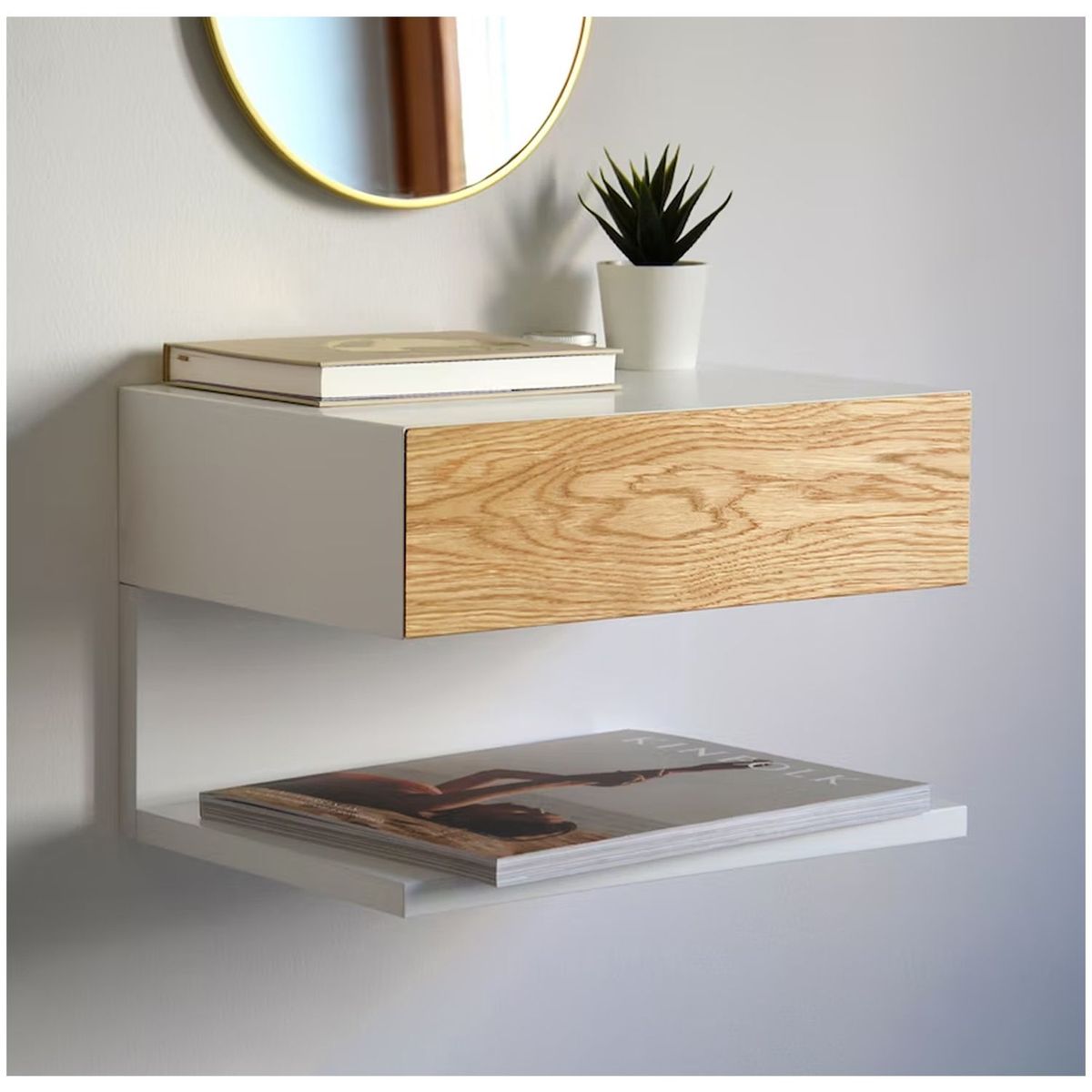 VENTITAS HOME - Velador Flotante Kendoll Ventitas Home Blanco y Rovere