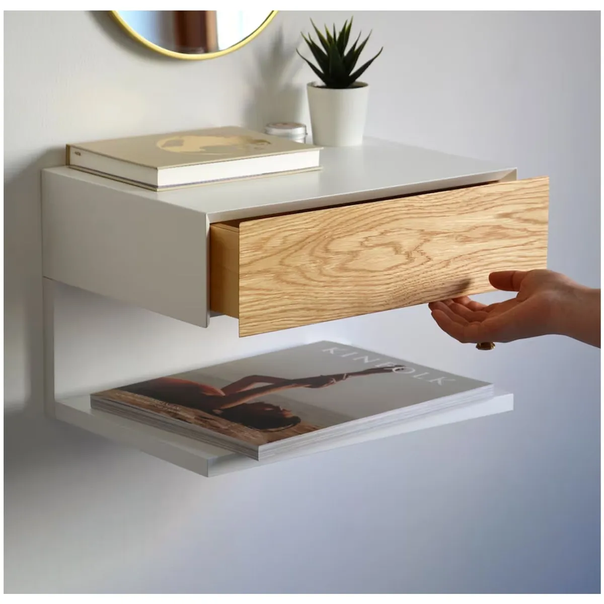 VENTITAS HOME - Velador Flotante Kendoll Ventitas Home Blanco y Rovere