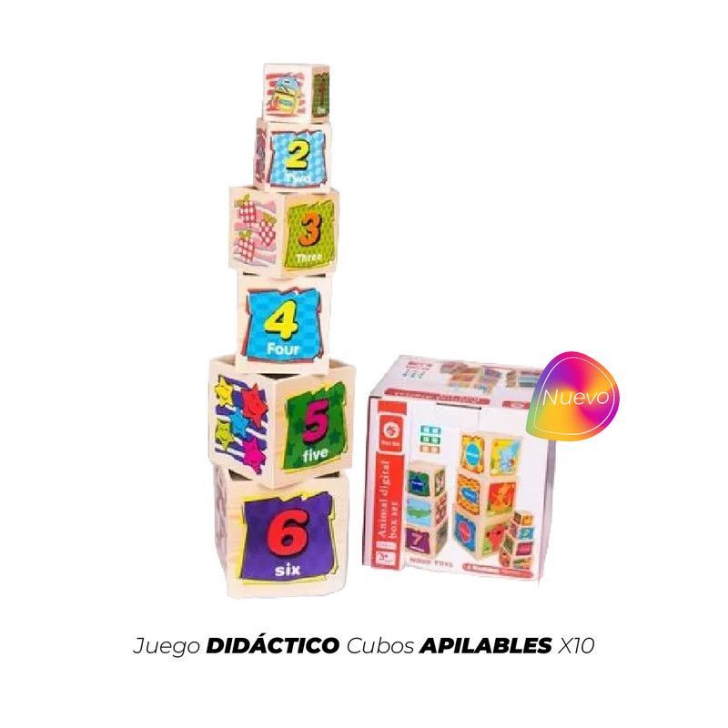 GENERICO - Juego Didáctico Cubos Apilables X10