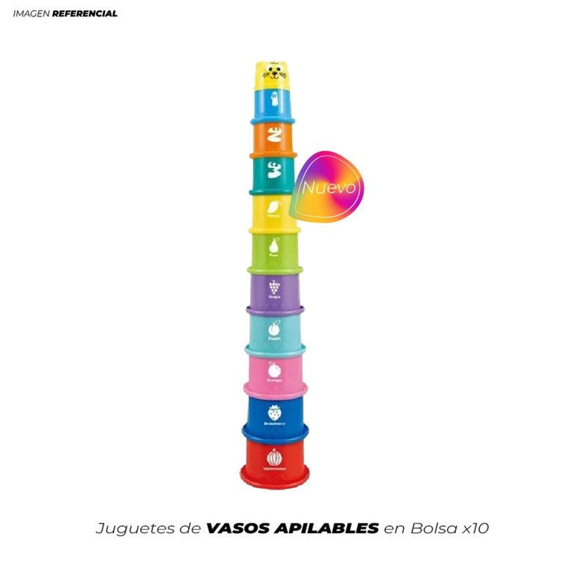 GENERICO - Juguetes de Vasos Apilables en Bolsa x10