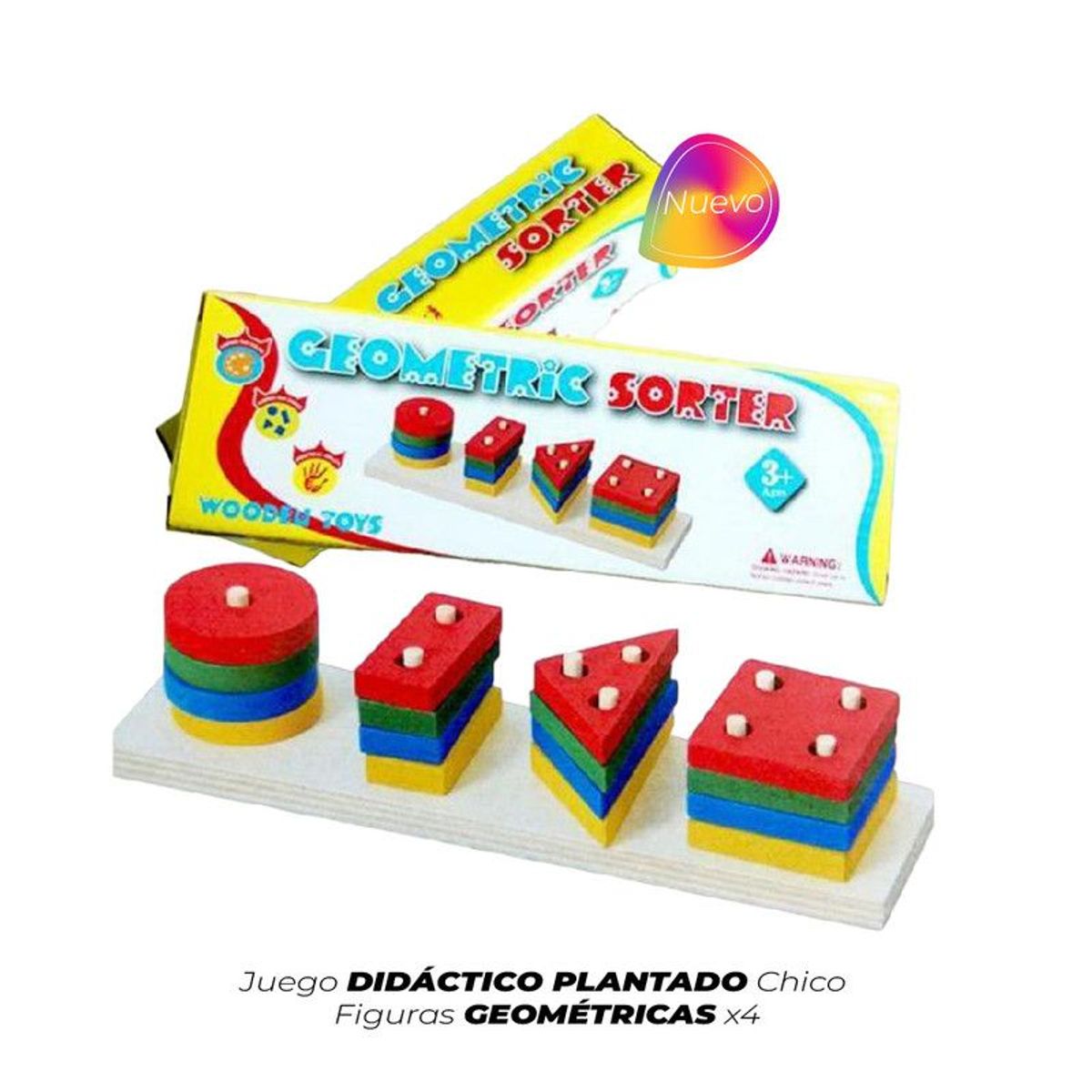 GENERICO - Juego Didáctico Plantado Chico Figuras Geométricas x4