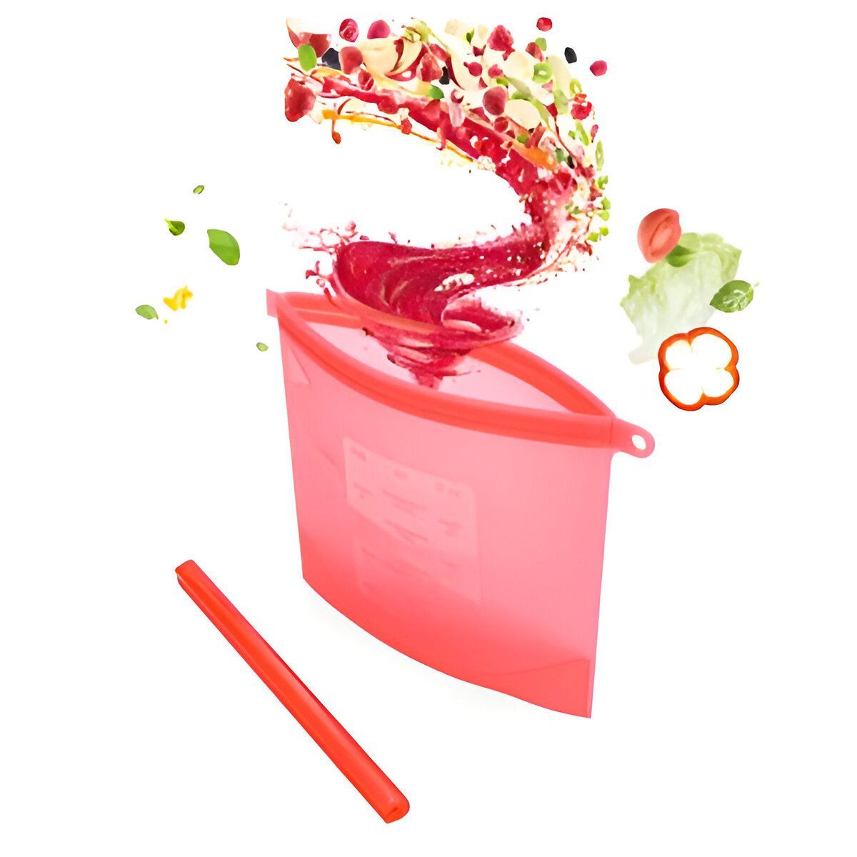 ELMEJORPRECIO - Bolsa De Silicona Para Alimentos De 1500ML Rojo